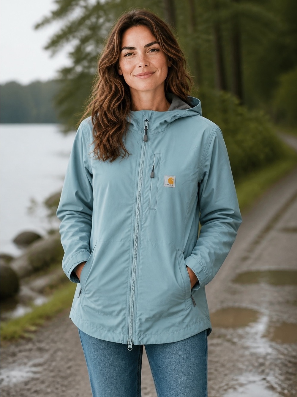 Carhartt Rain Defender Mint Green Relaxed Fit Hooded Jacket